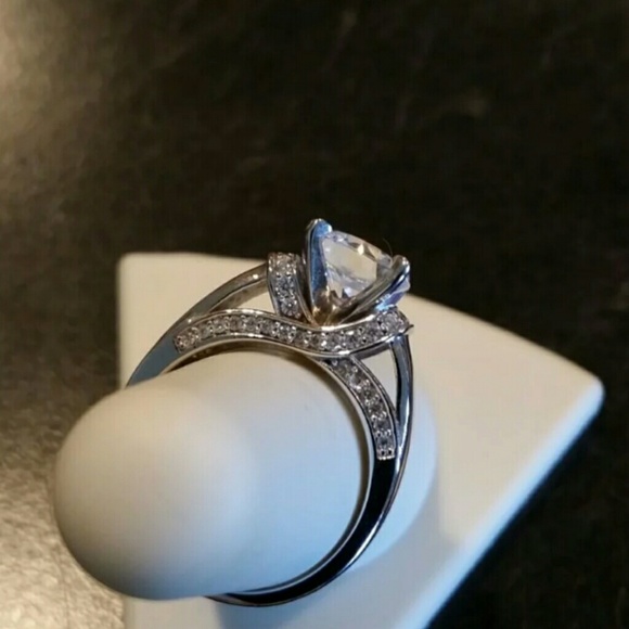 DIAMONIQUE 100-FACET 2.35 CTTW FANC GALLERY RING - Picture 6 of 7